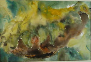 hngende Sonnenblume, 1971, Aquarell, 59x39cm