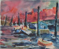 k-Hamburg, Speicherstadt 1992, Aquarell, 64x55cm