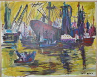 k-Rotterdam, Hafen, 1985, Acryl, 100x80cm