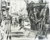 k-Rotterdam, auf der Mole 1980, Lithokreide, 59x48cm