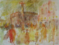 k-Venedig, Markusplatz 1989, Aquarell, 73x55cm