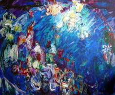 k-runder blauer Tisch 2006, Acryl, 190x160cm